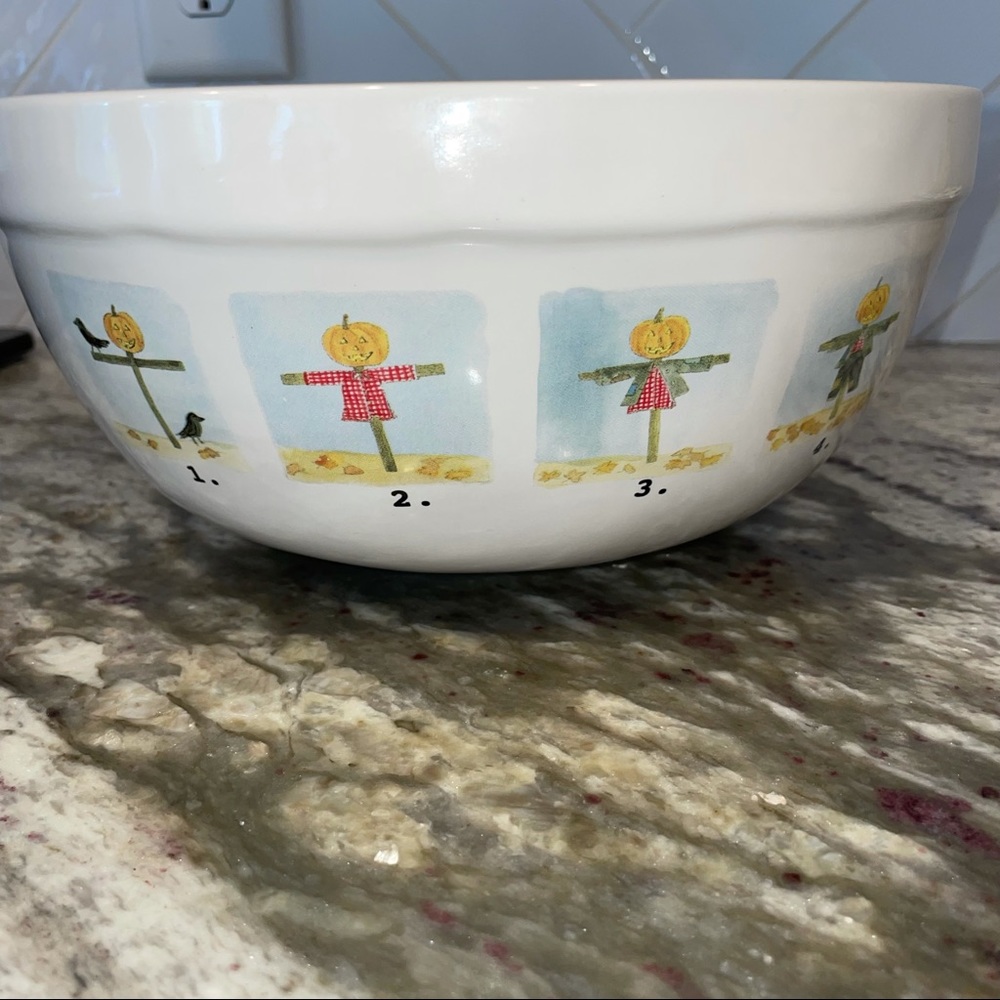 Rae Dunn Trick or Treat Mixing Bowl with Scarecrow Print
